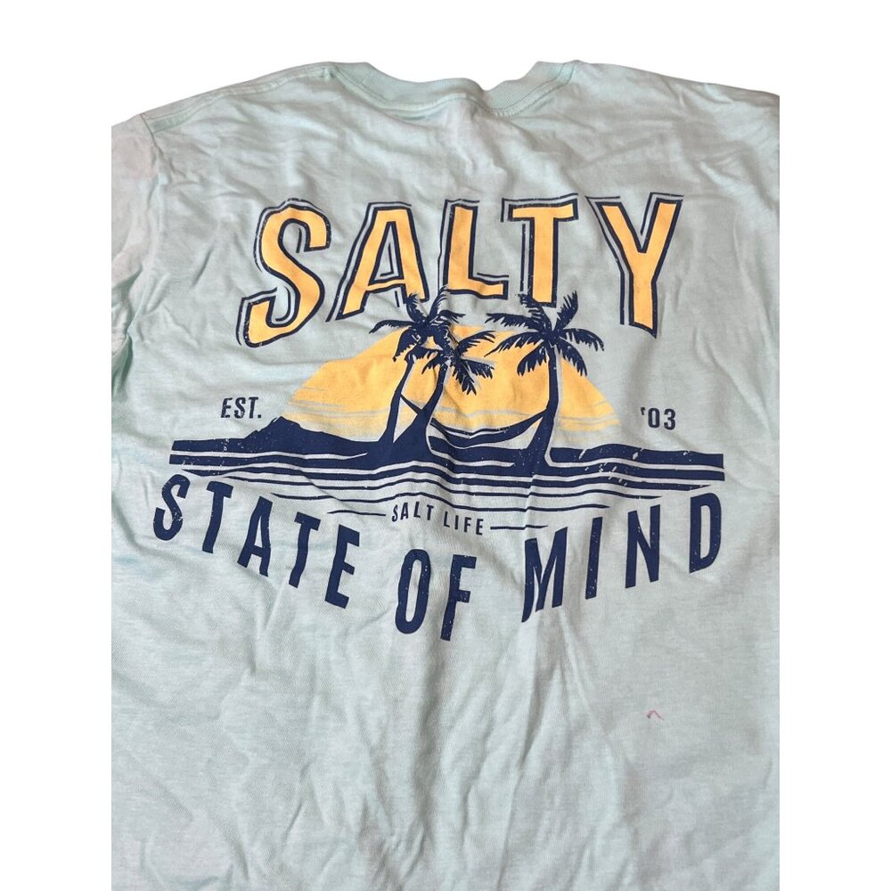 Salt Life Salty State Of Mind T Shirt Light Blue Green Cotton Size Small